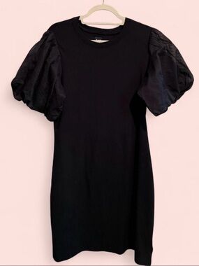 Gap Puff Sleeve Mixed Media Mini Dress (XL)